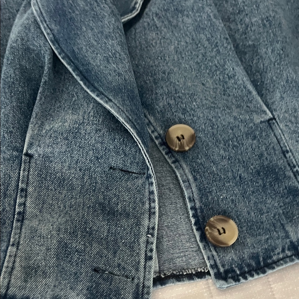 PEACH Women's Denim JACKET Blazer - Blue Jean never worn size L - Picture 8 of 17